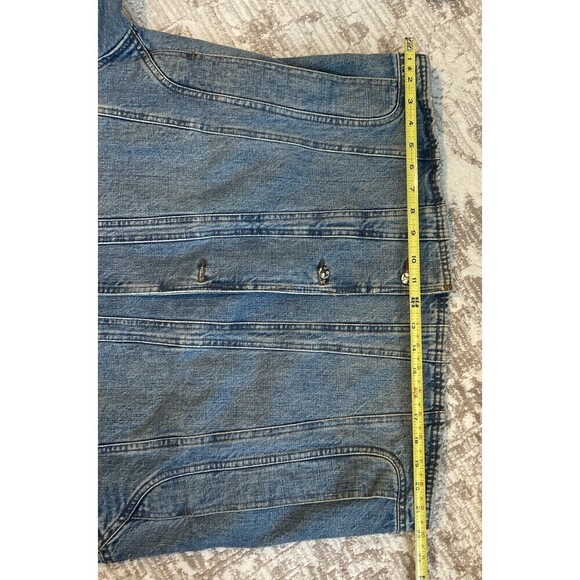 Robert Comstock Denim Jacket Mens Large Blue Leather Collar Made in Italy - Picture 9 of 15